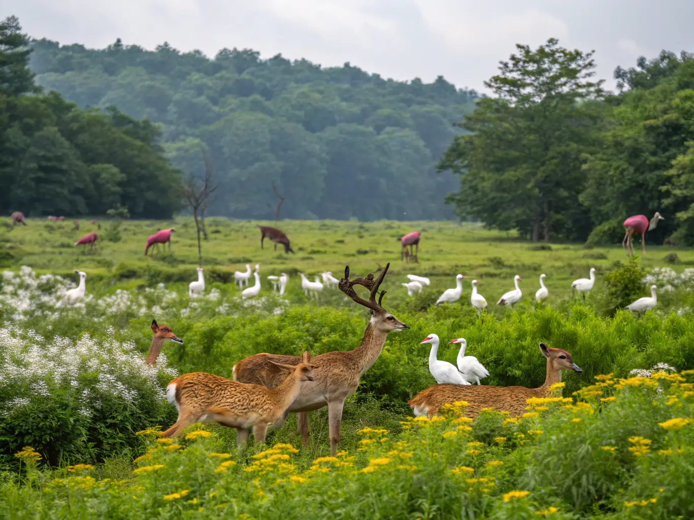 A photograph of game animals being released into their natural habitat, showcasing the organization's game restocking efforts.